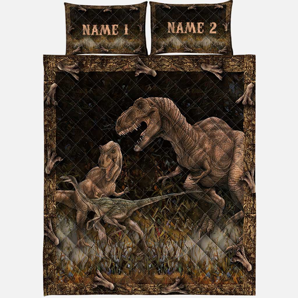 Dinosaurs Wild Life - Personalized Dinosaur Quilt Set