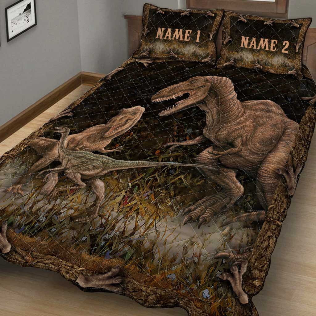 Dinosaurs Wild Life - Personalized Dinosaur Quilt Set