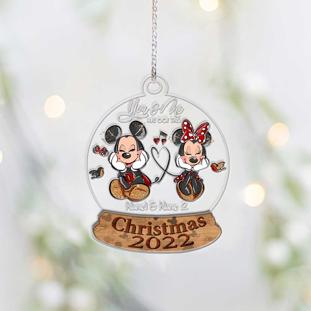 You And Me We Got This Mouse Ears - Personalized Christmas Mouse Layers Mix Ornament