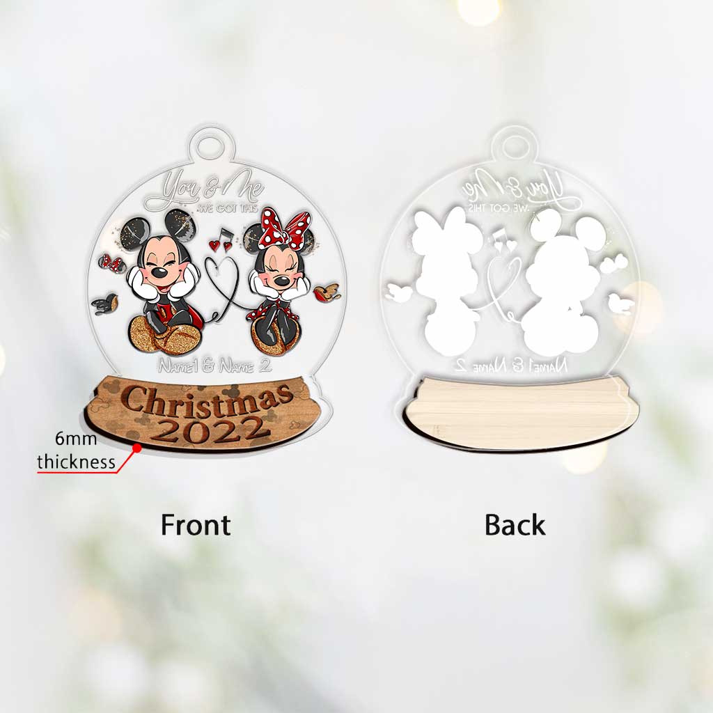 You And Me We Got This Mouse Ears - Personalized Christmas Mouse Layers Mix Ornament
