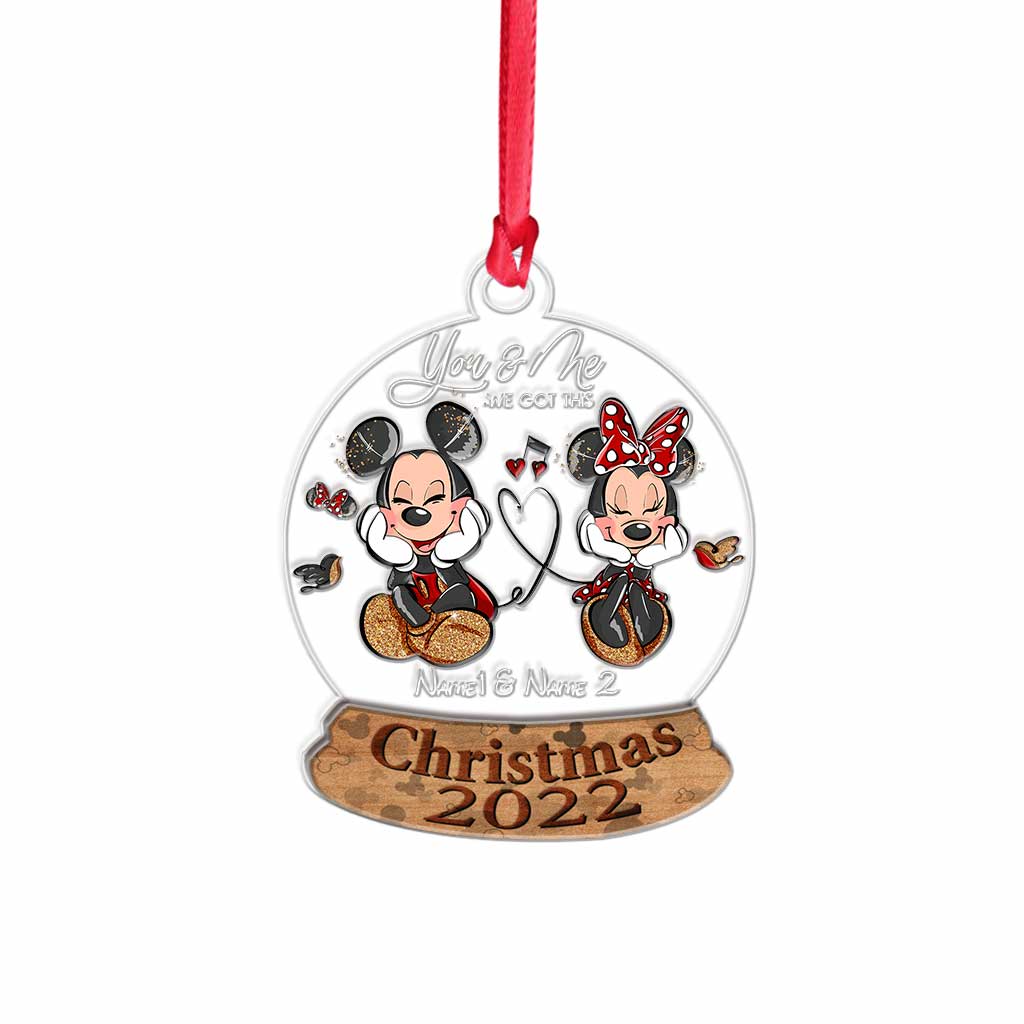 You And Me We Got This Mouse Ears - Personalized Christmas Mouse Layers Mix Ornament