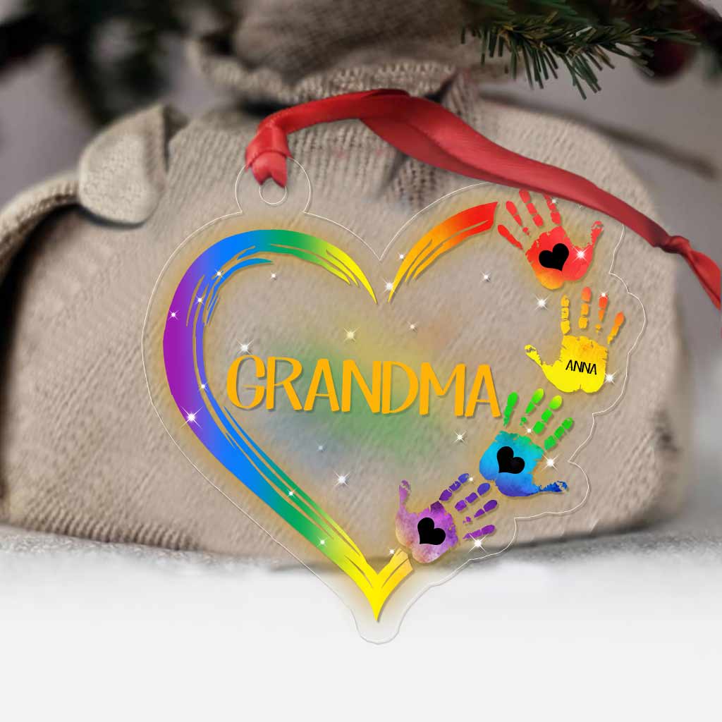 Love Heart Hands - Personalized Grandma Transparent Ornament