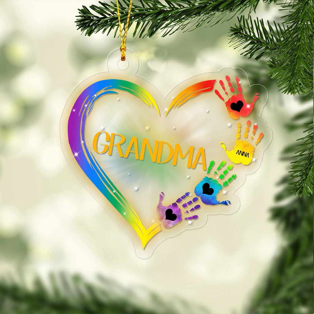 Love Heart Hands - Personalized Grandma Transparent Ornament