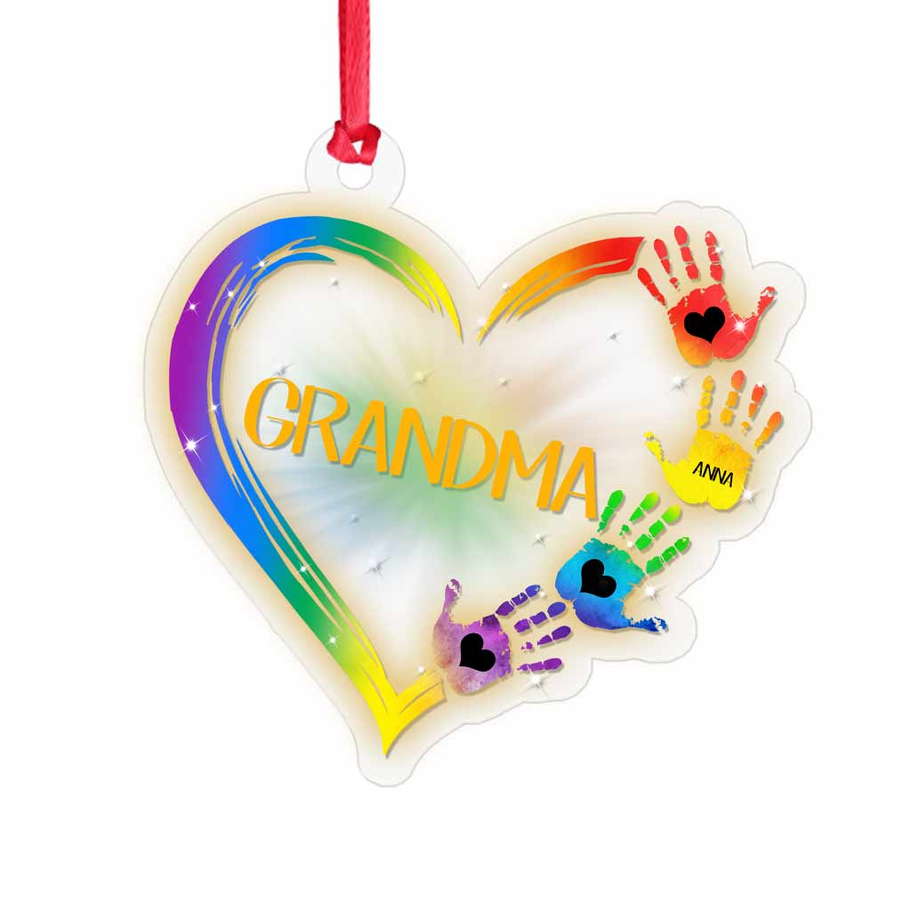 Love Heart Hands - Personalized Grandma Transparent Ornament