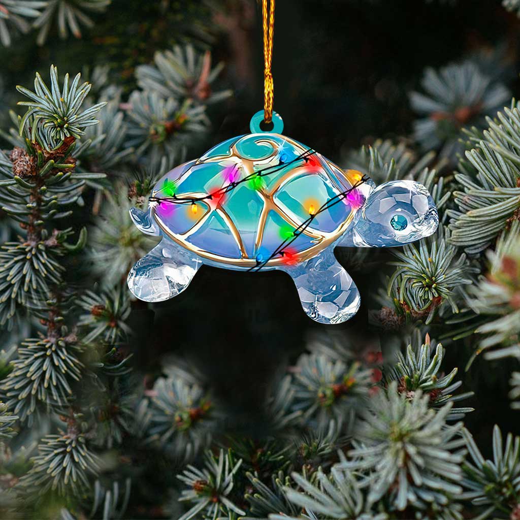 Blue Turtle 2 - Christmas Turtle Ornament (Printed On Both Sides)