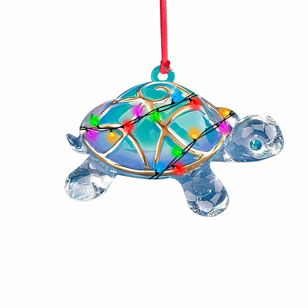 Blue Turtle 2 - Christmas Turtle Ornament (Printed On Both Sides)