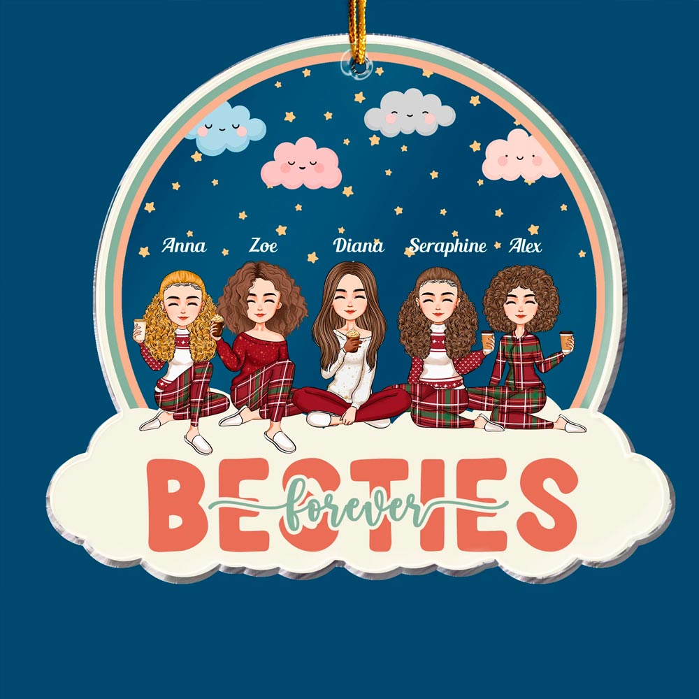 Always Besties On The Cloud - Personalized Transparent Ornament