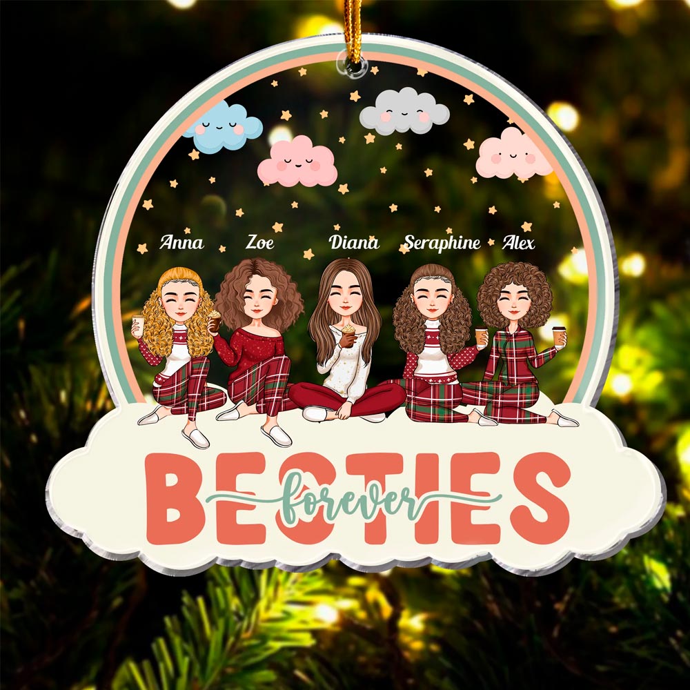 Always Besties On The Cloud - Personalized Transparent Ornament