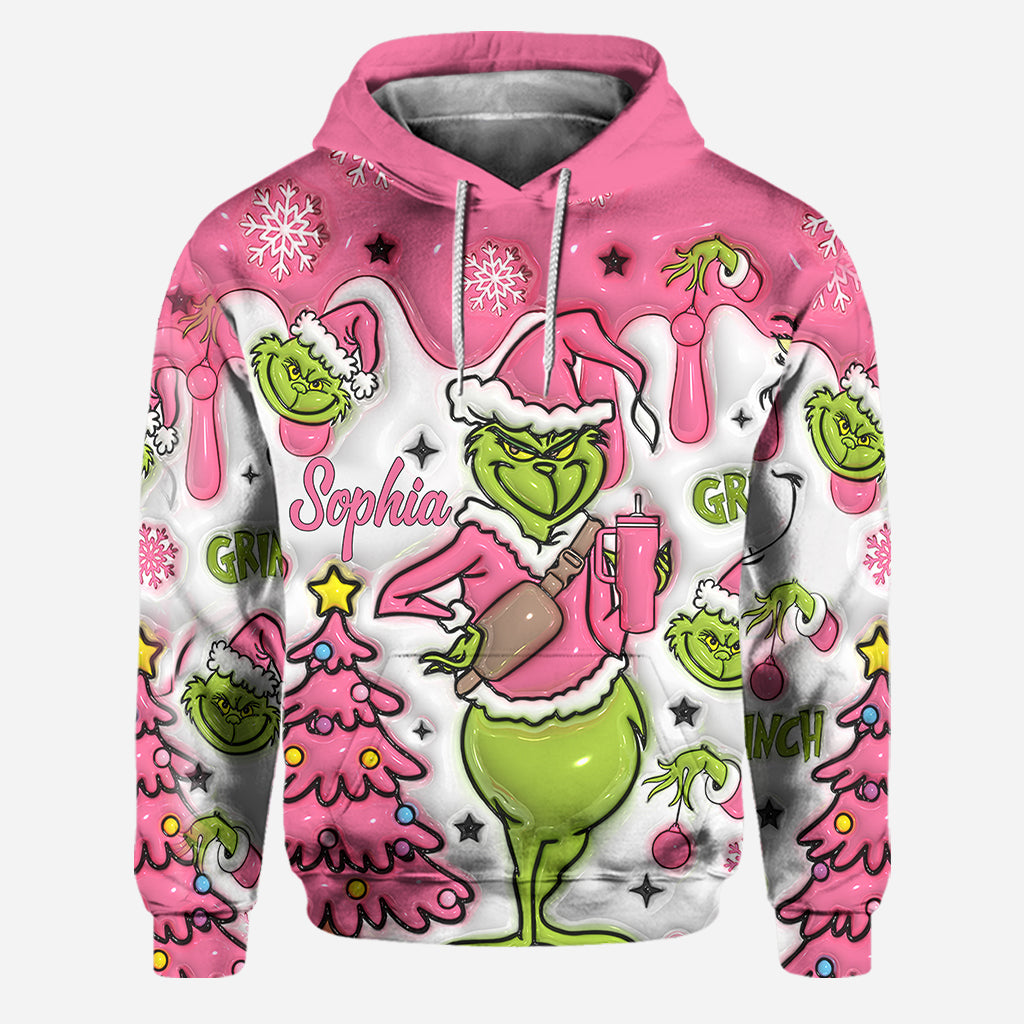 Any Name Pink Snowflakes - Personalized Hoodie and Leggings