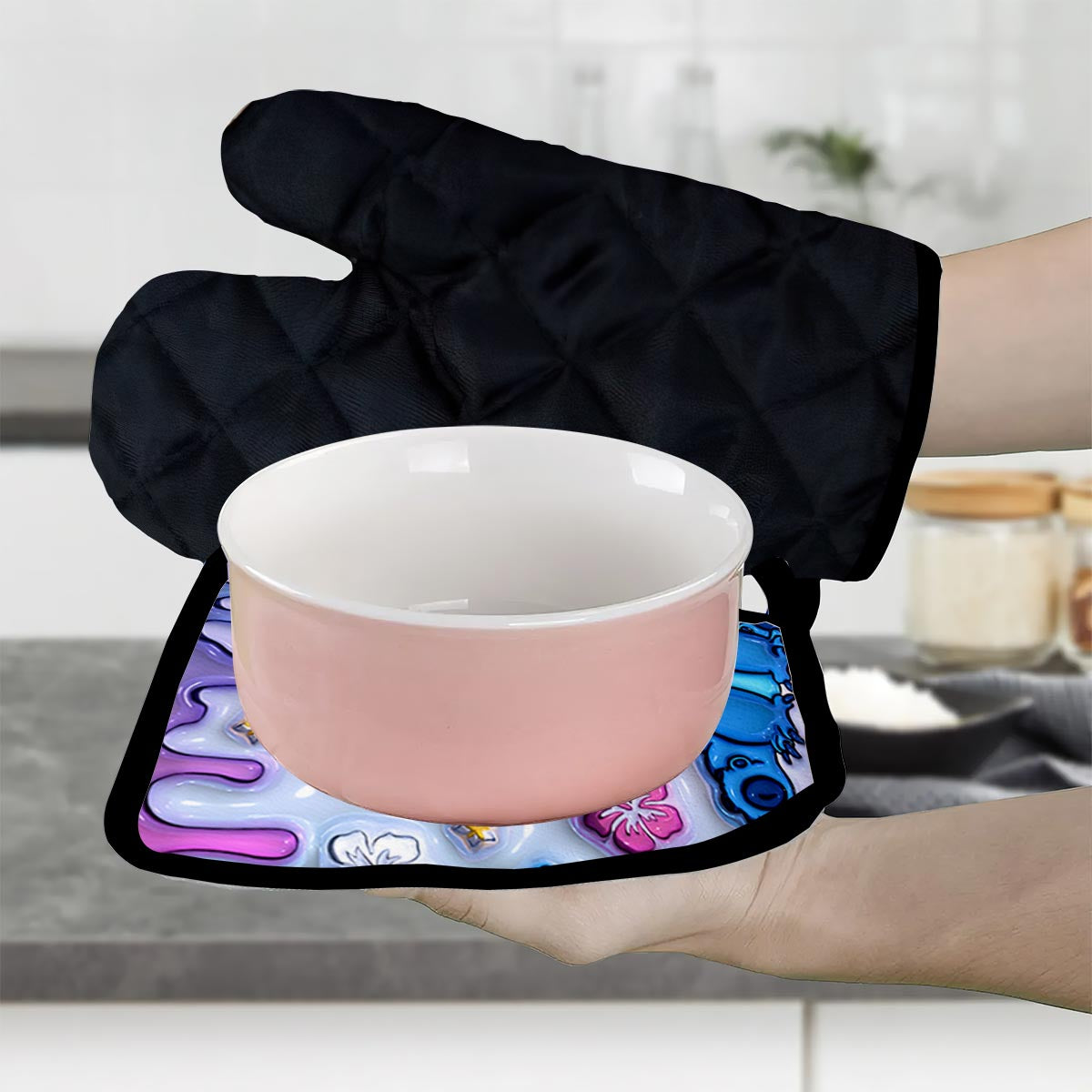 Ohana Means Family - Personalized Ohana Oven Mitts & Pot Holder Set