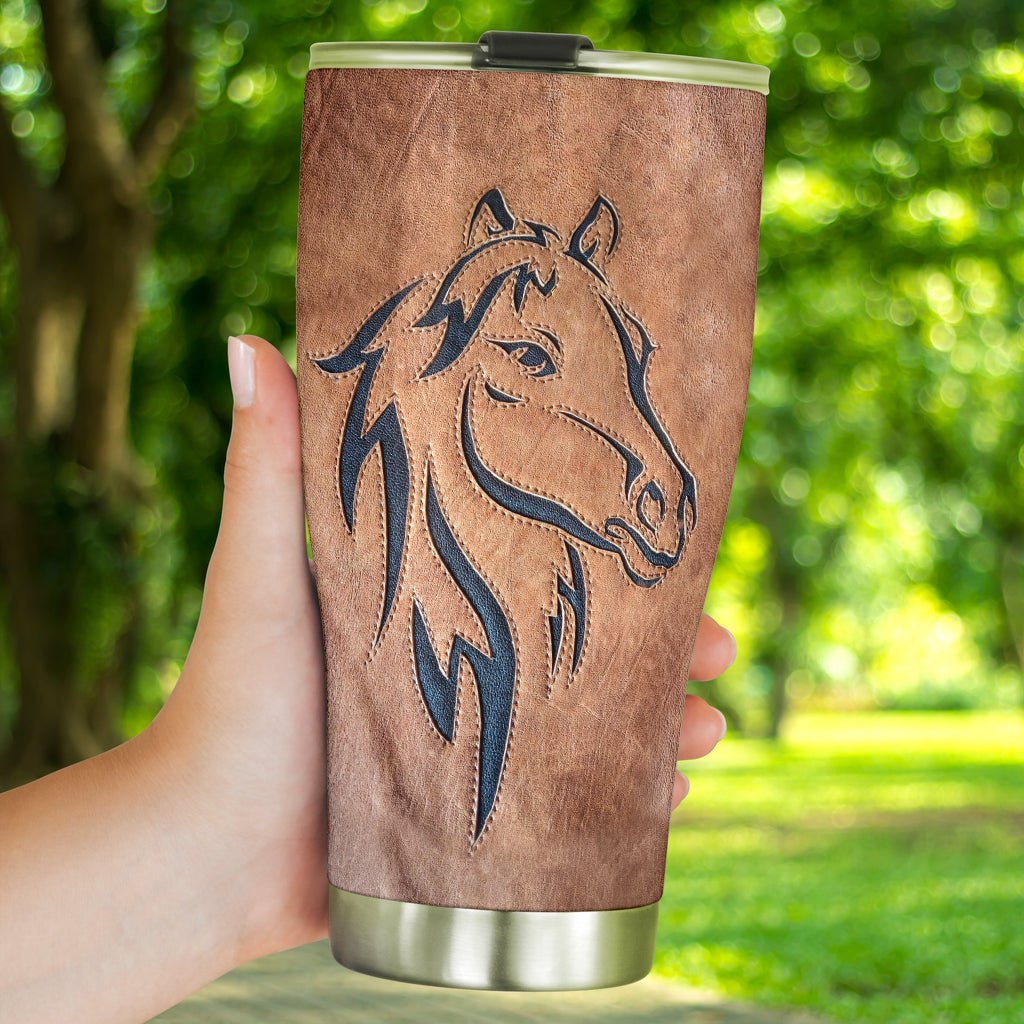 Love Horses - Tumbler With Leather Pattern Print 0622