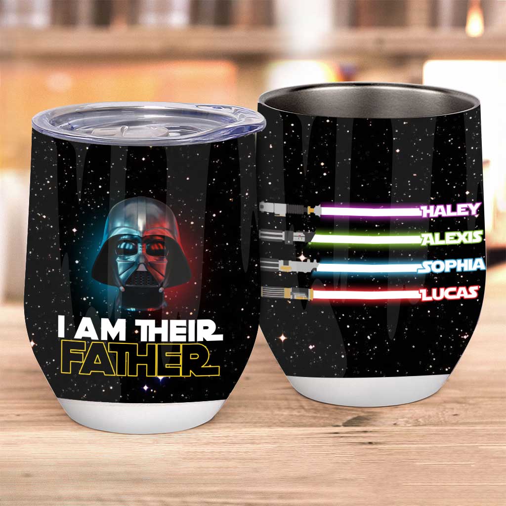 I Am Their Father - Personalized Father's Day The Force Wine Tumbler