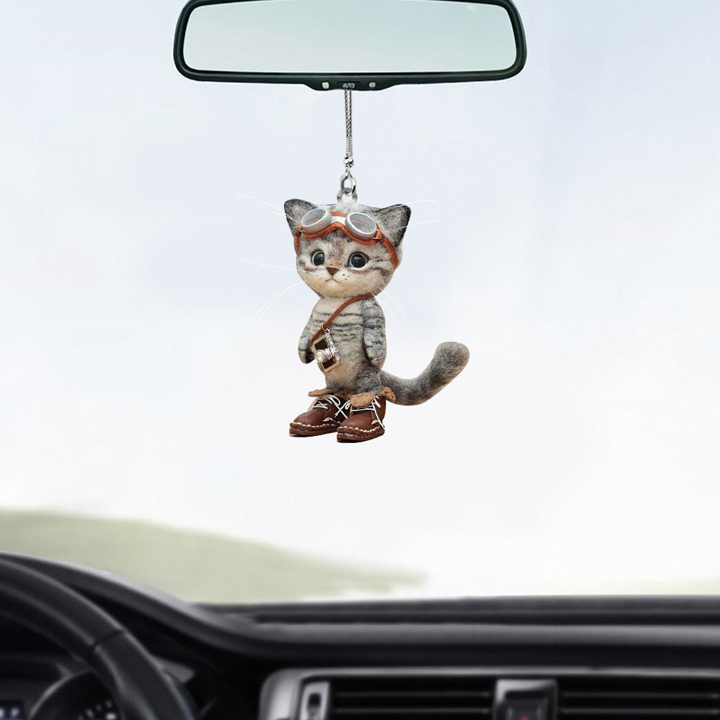 Ready For Adventure - Cat Car Ornament (Printed On Both Sides)