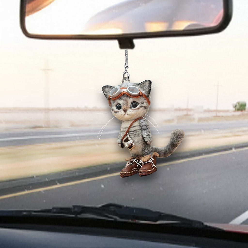 Ready For Adventure - Cat Car Ornament (Printed On Both Sides)