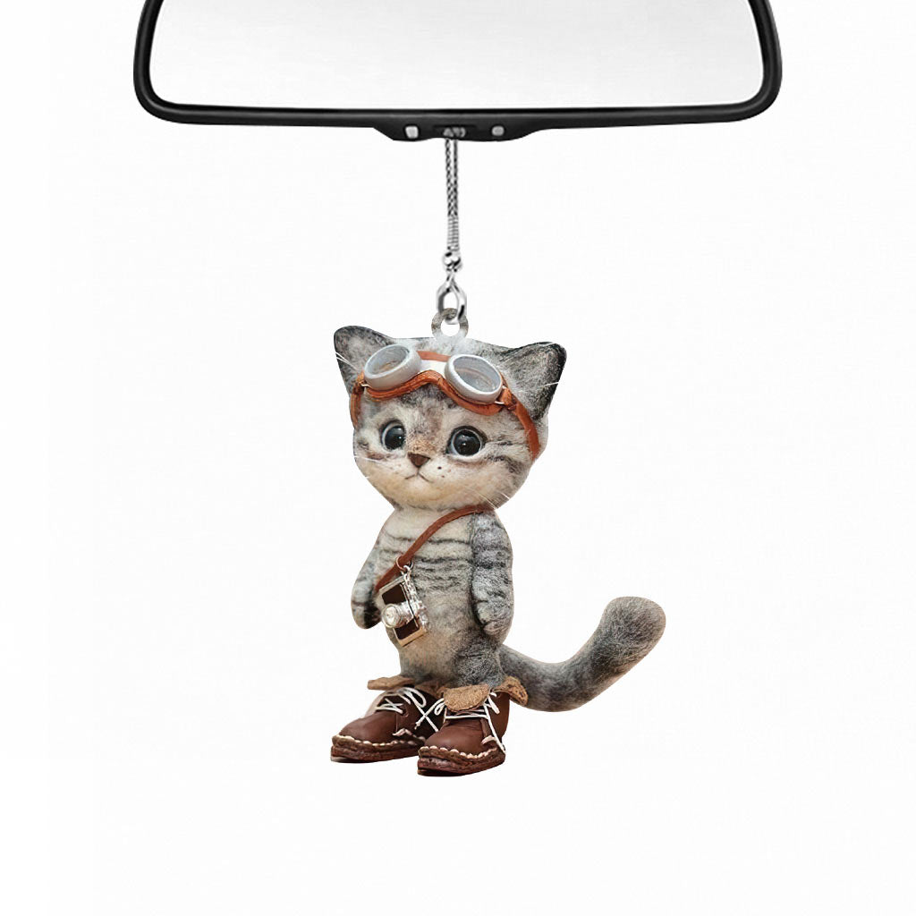 Ready For Adventure - Cat Car Ornament (Printed On Both Sides)