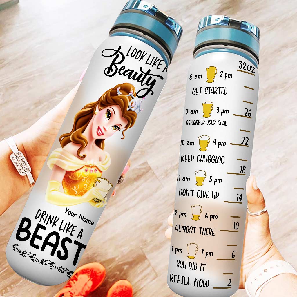 Look Like A Beauty Drink Like A Beast - Personalized Mouse Water Tracker Bottle