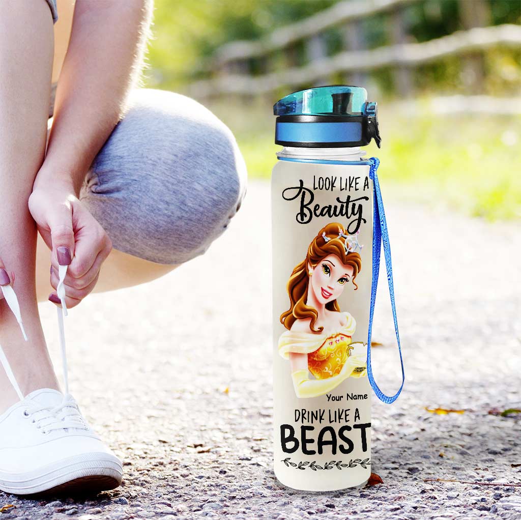 Look Like A Beauty Drink Like A Beast - Personalized Mouse Water Tracker Bottle