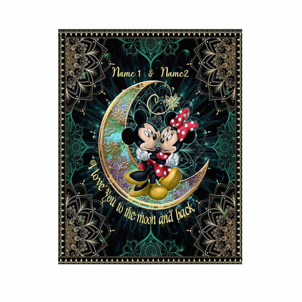 I Love You To The Moon And Back Mouse Ears - Personalized Couple Mouse Wall Tapestry