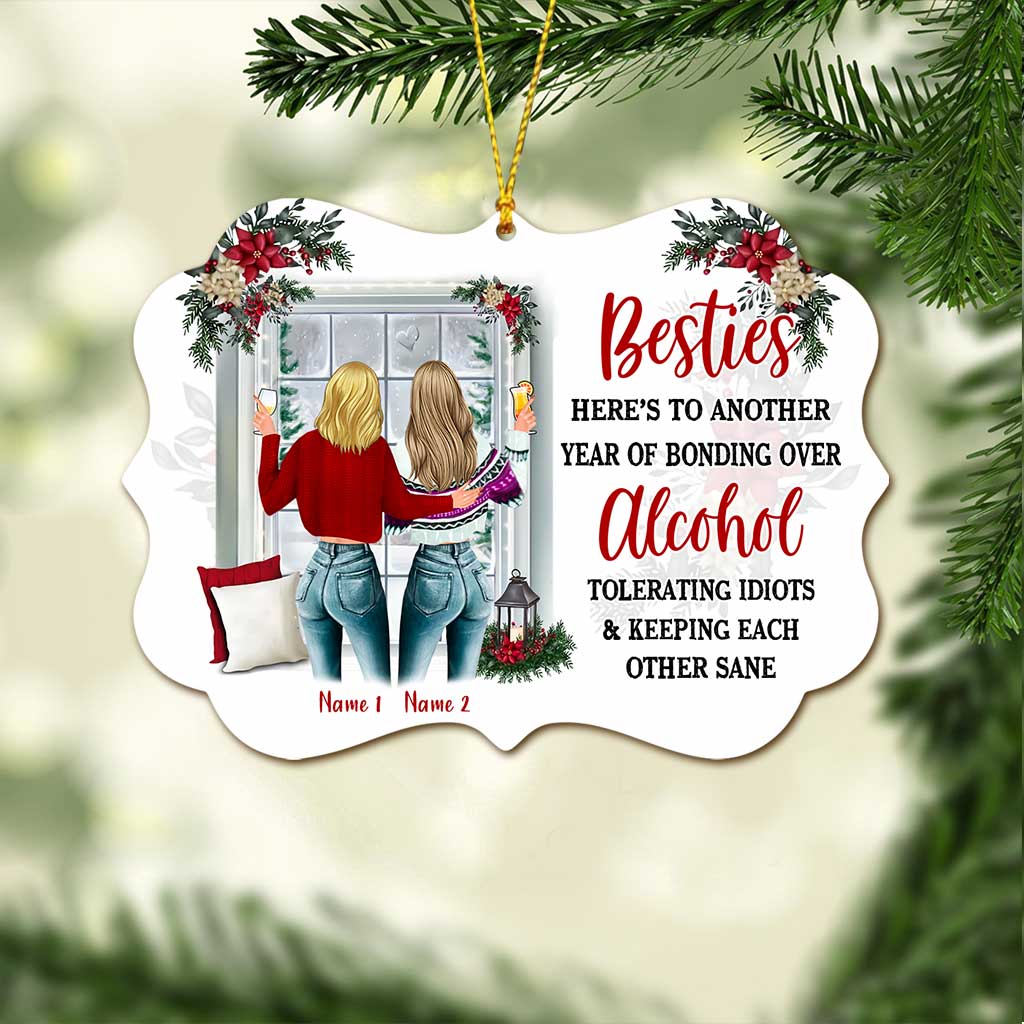 Besties Forever - Personalized Christmas Bestie Ornament (Printed On Both Sides)