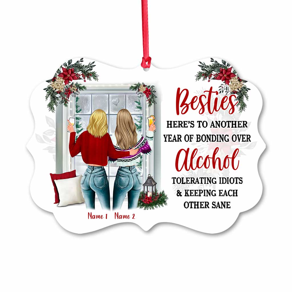 Besties Forever - Personalized Christmas Bestie Ornament (Printed On Both Sides)