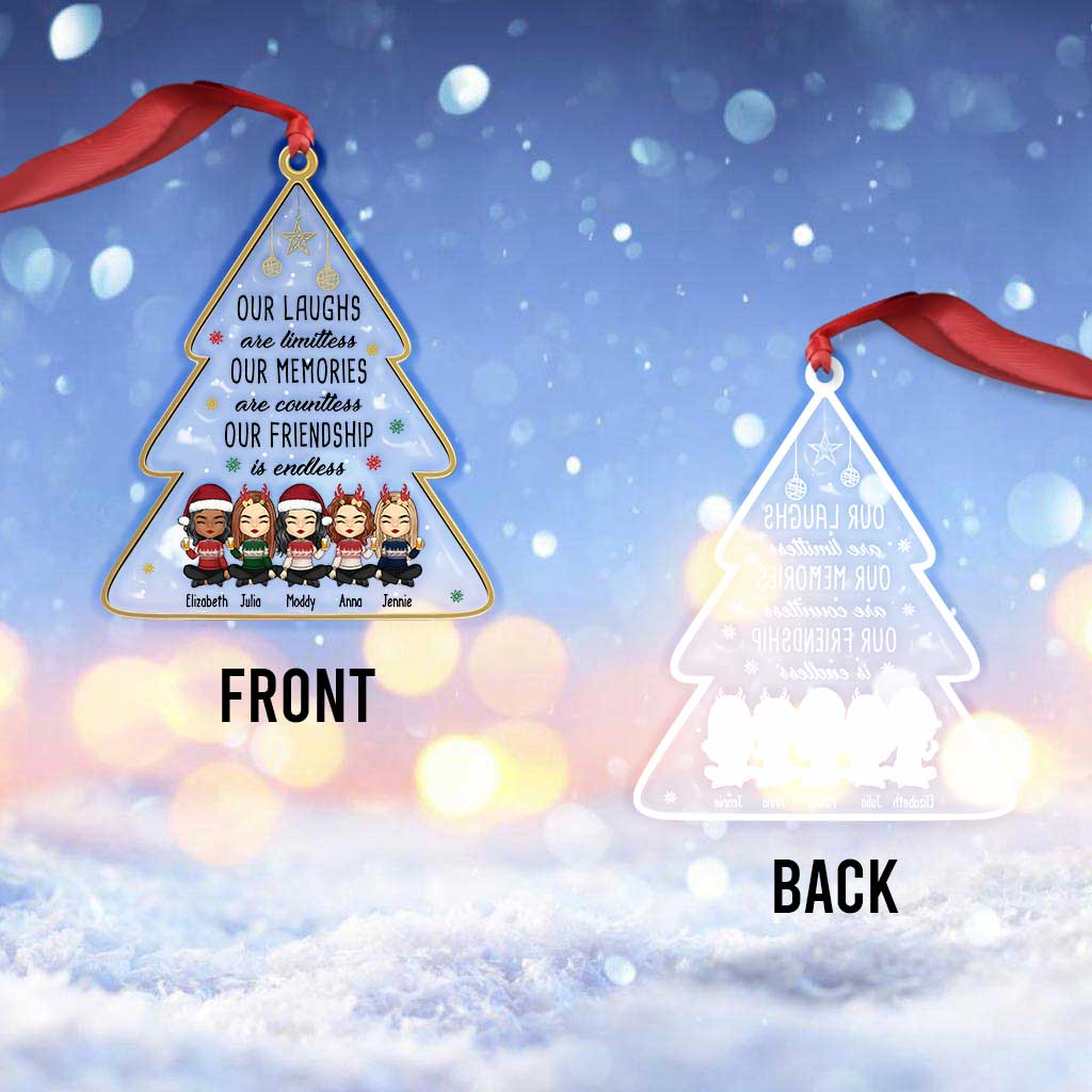 Our Laughs Are Limited Our Memories Are Countless - Personalized Bestie Transparent Ornament