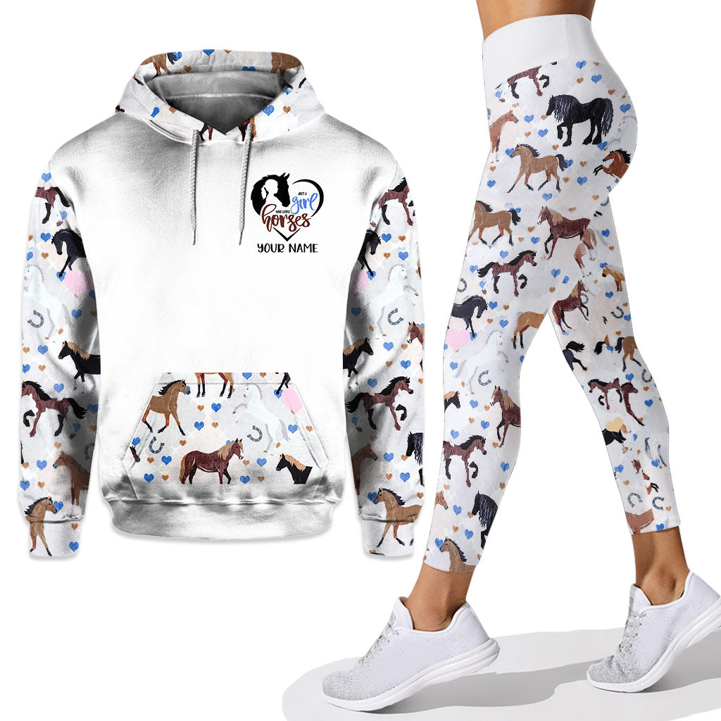 Just A Girl Who Loves Horses - Personalized Hoodie And Leggings