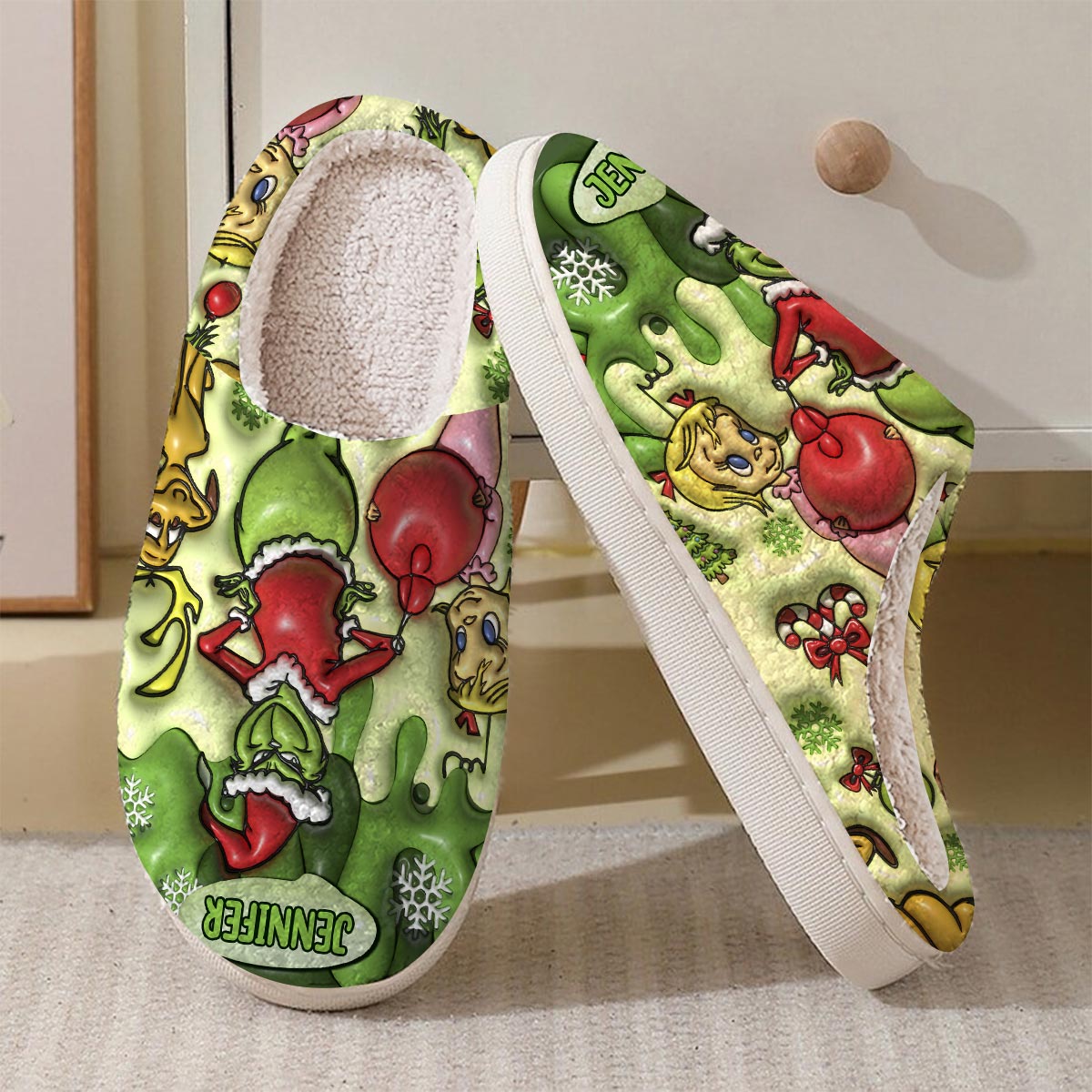 Merry Grinchmas - Personalized Stole Christmas Slippers