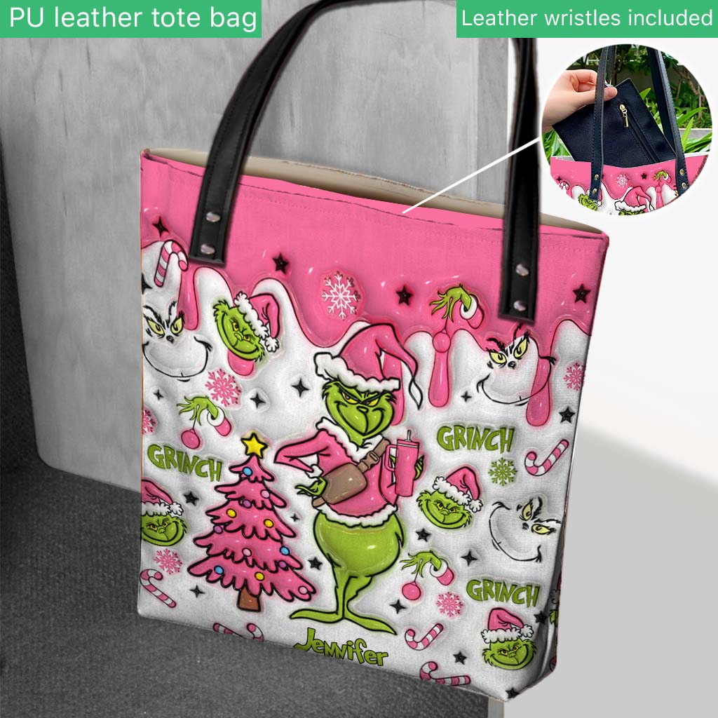 Grinch On The Inside - Personalized Stole Christmas Tote Bag