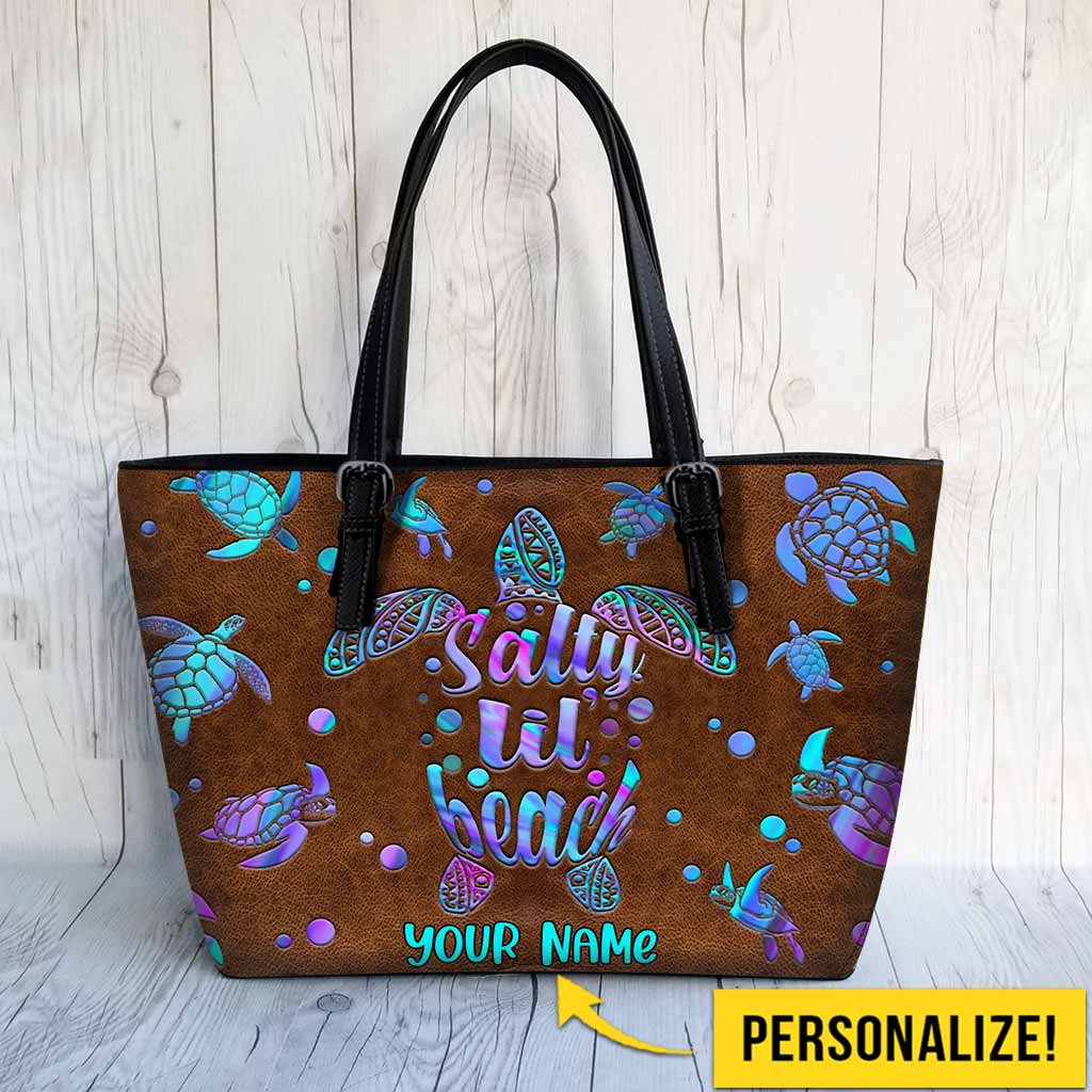 Salty Lil' Beach - Turtle Personalized Leather Bag