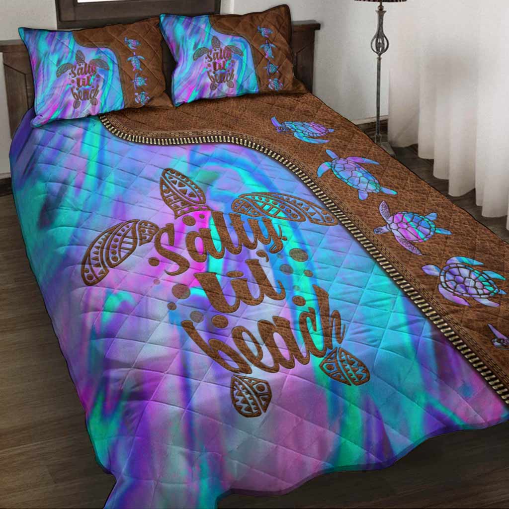 Salty Lil' Beach - Turtle Leather Pattern Print Quilt Set