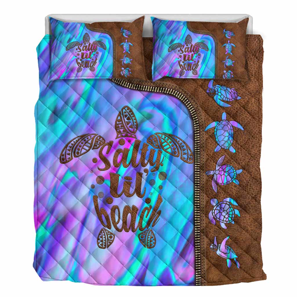 Salty Lil' Beach - Turtle Leather Pattern Print Quilt Set