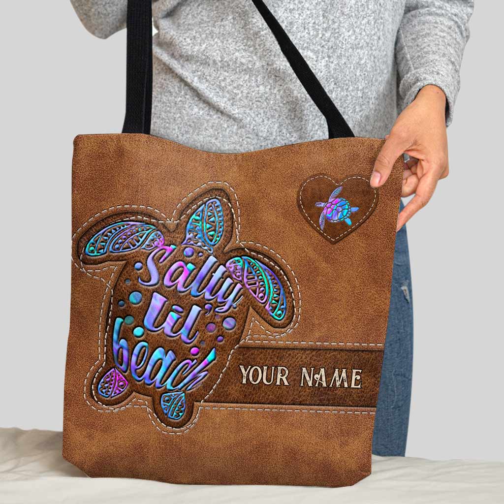 Salty Lil' Beach - Turtle Personalized  Tote Bag