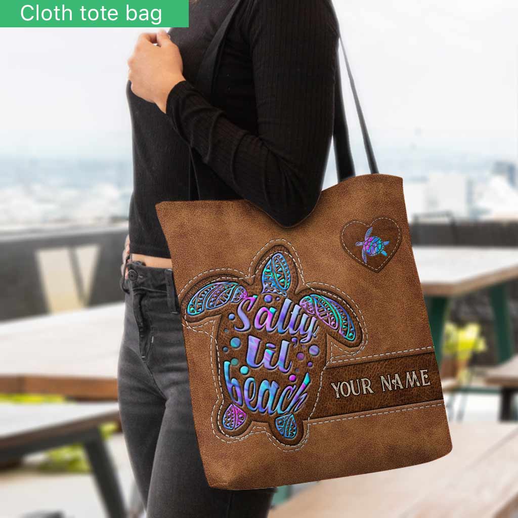 Salty Lil' Beach - Turtle Personalized  Tote Bag