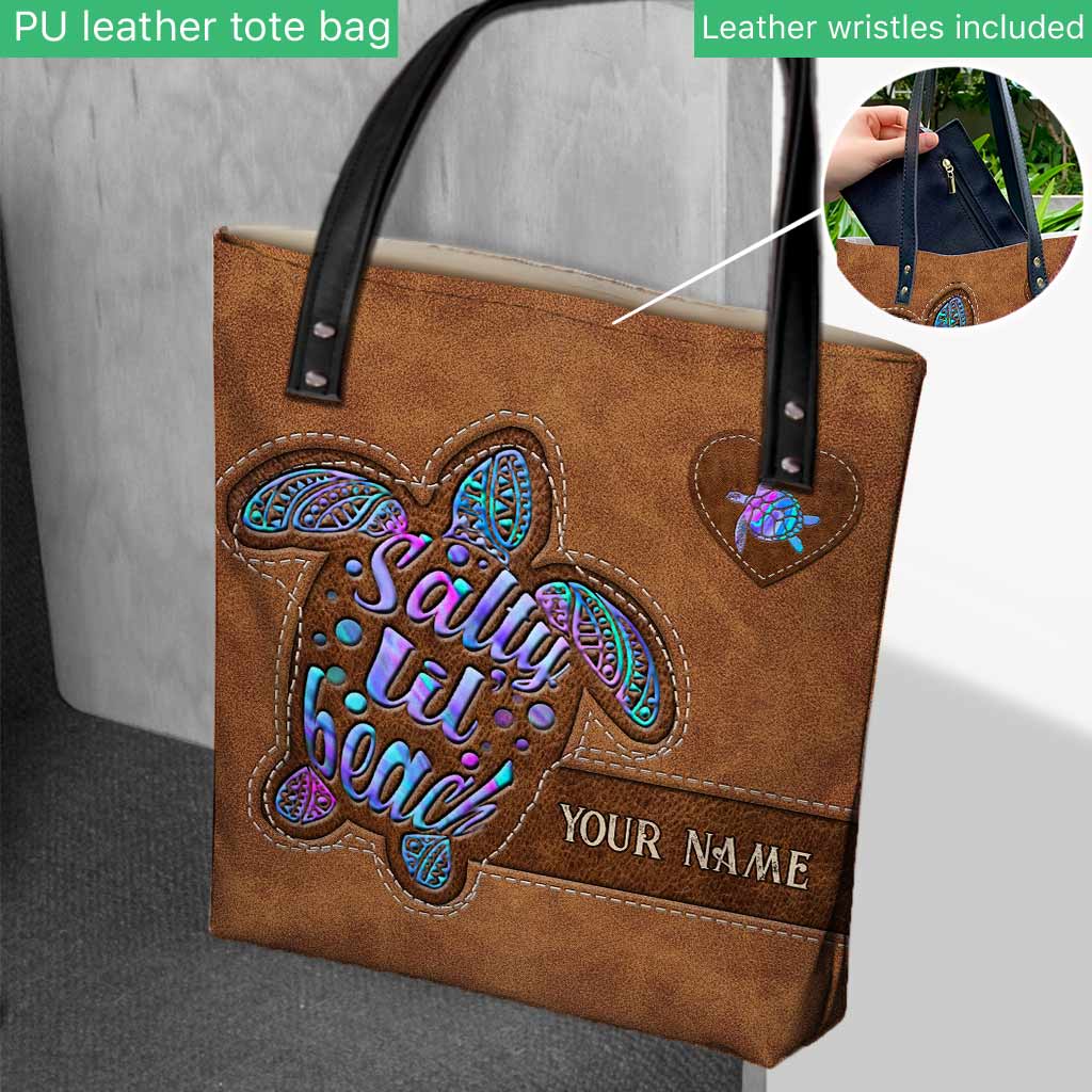 Salty Lil' Beach - Turtle Personalized  Tote Bag