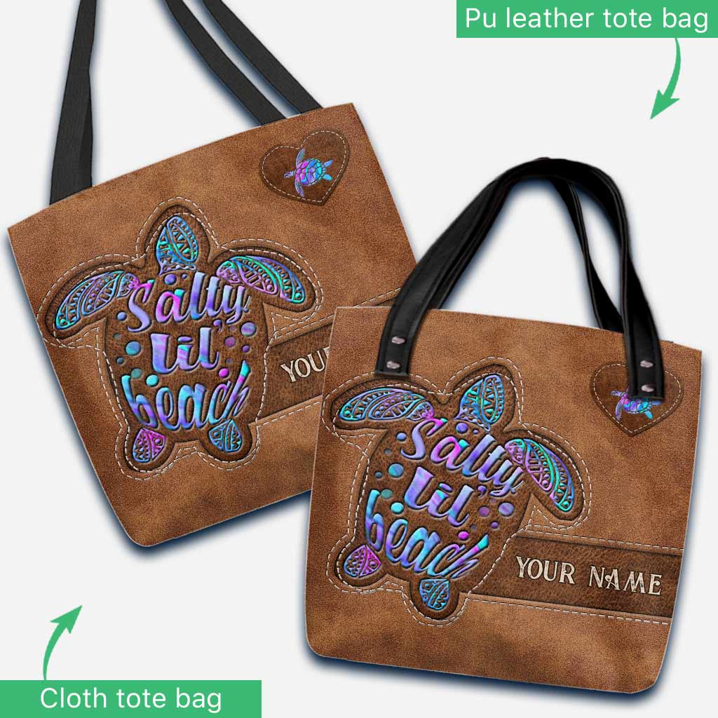 Salty Lil' Beach - Turtle Personalized  Tote Bag