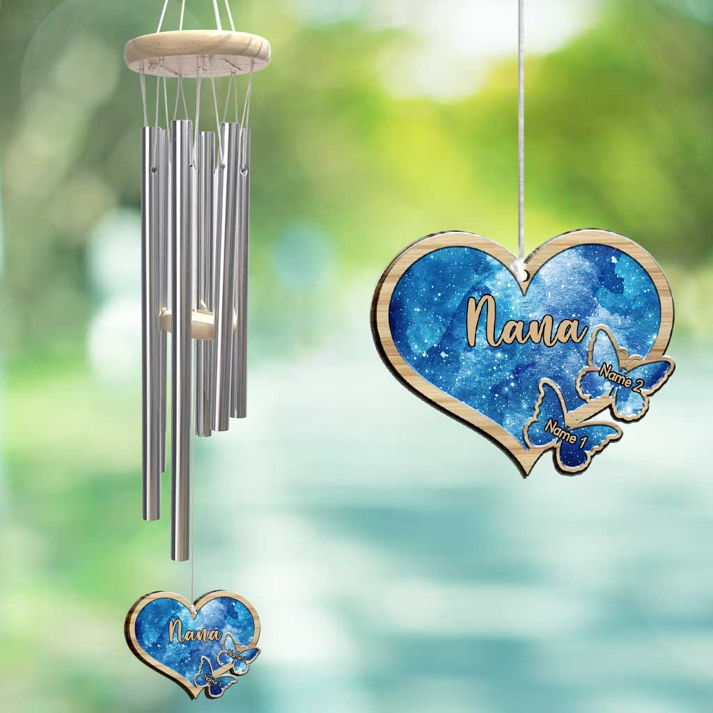 Nana's Hearts Butterfly - Personalized Grandma Wind Chime