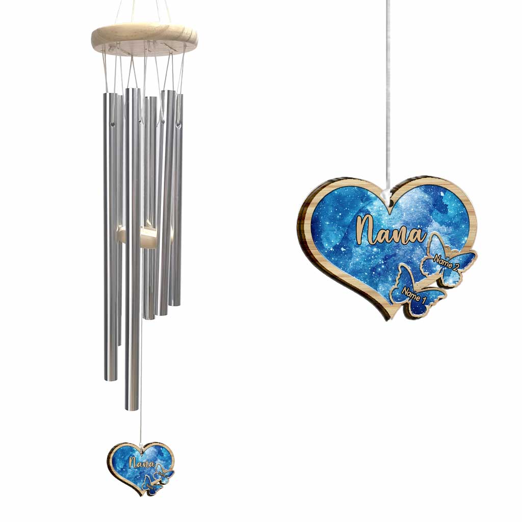 Nana's Hearts Butterfly - Personalized Grandma Wind Chime