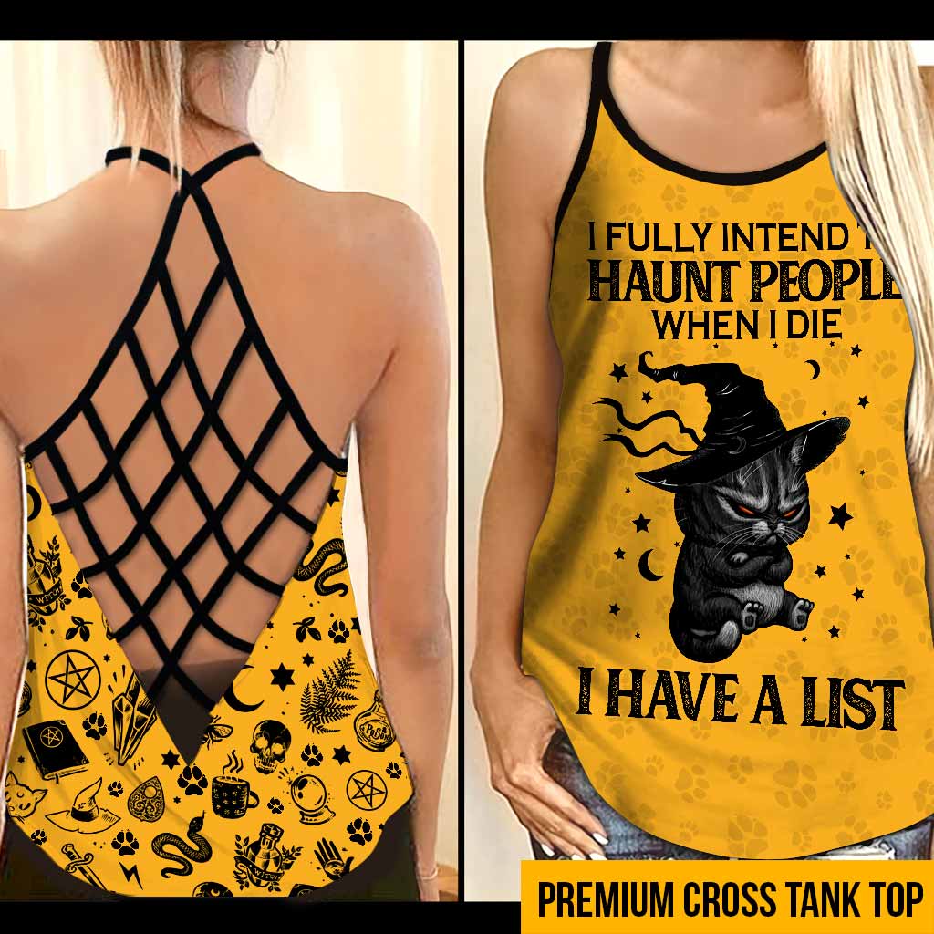 I Fully Intend To Haunt People - Cat Cross Tank Top