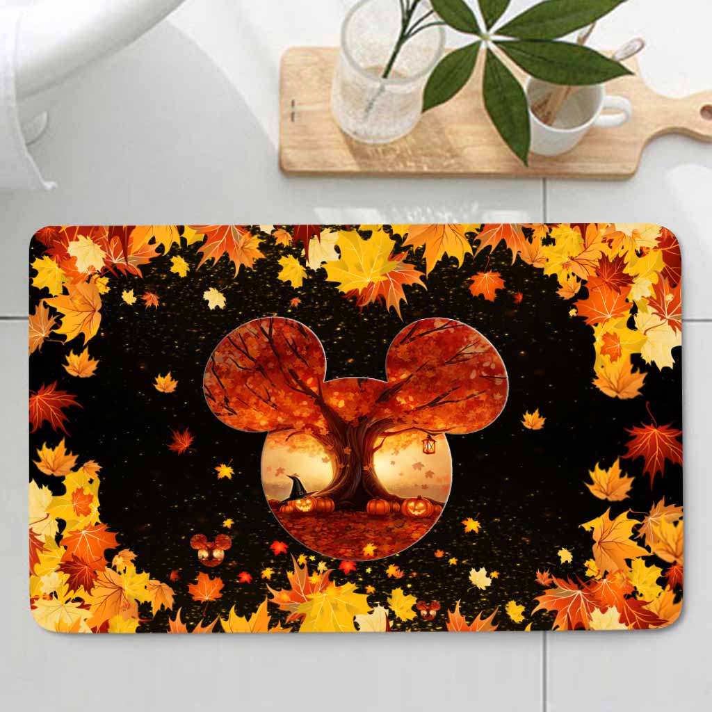 Most Wonderful Time Of The Day Autumn Leaf Magic Mouse Ears - Fall Mouse Bathroom Curtain & Mats Set