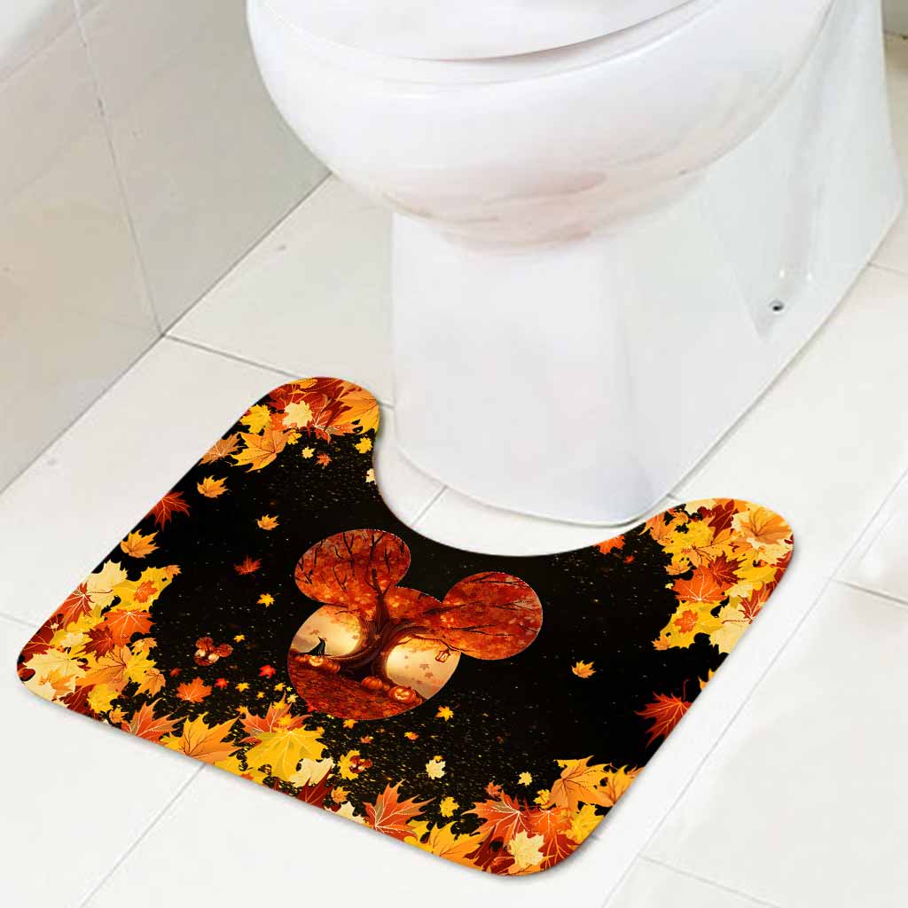 Most Wonderful Time Of The Day Autumn Leaf Magic Mouse Ears - Fall Mouse Bathroom Curtain & Mats Set