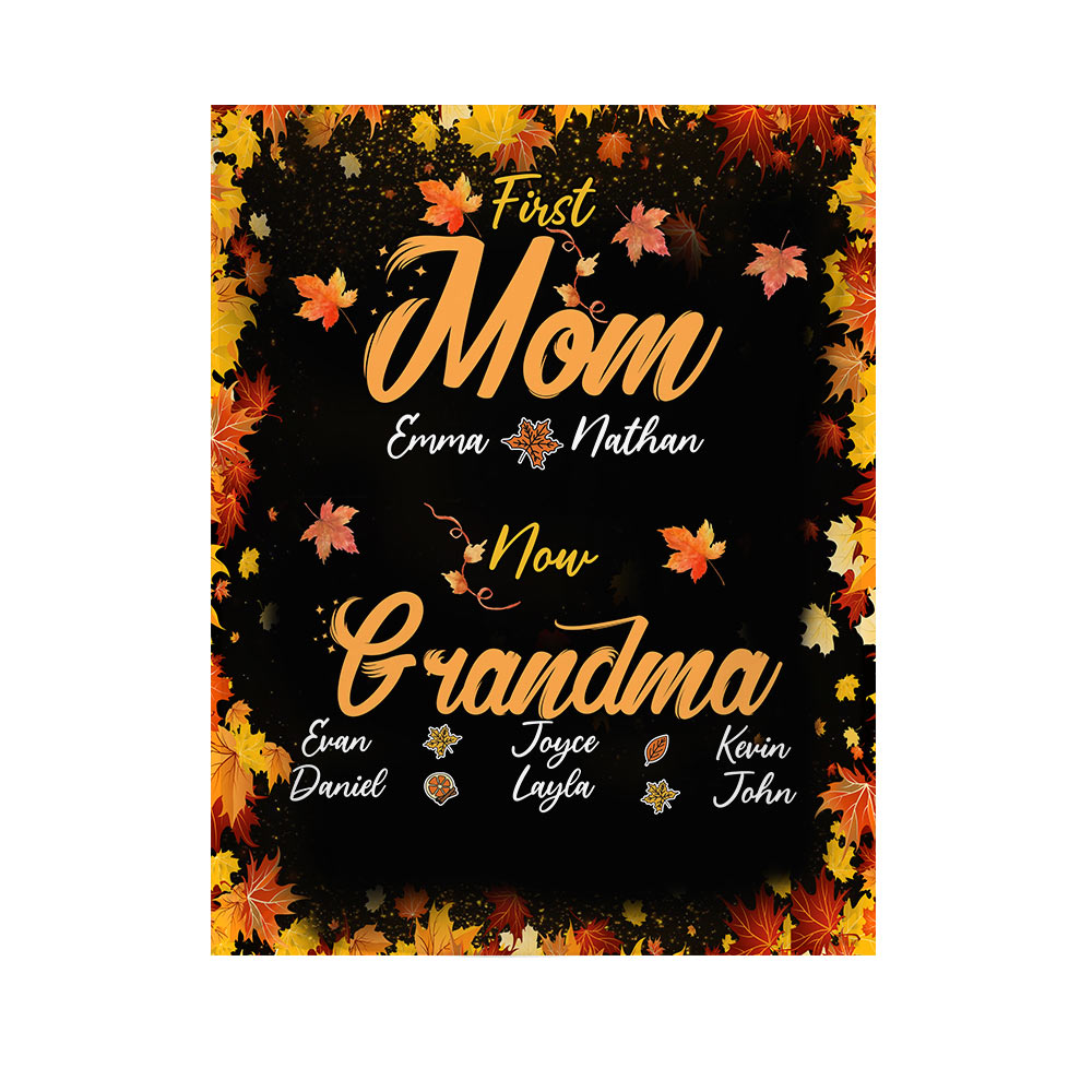 First Mom Now Nana - Personalized Fall Grandma Wall Tapestry