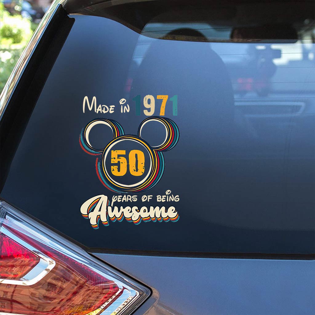 Made In 1971 50 Years Of Being Awesome Vintage - Mouse Decal Full