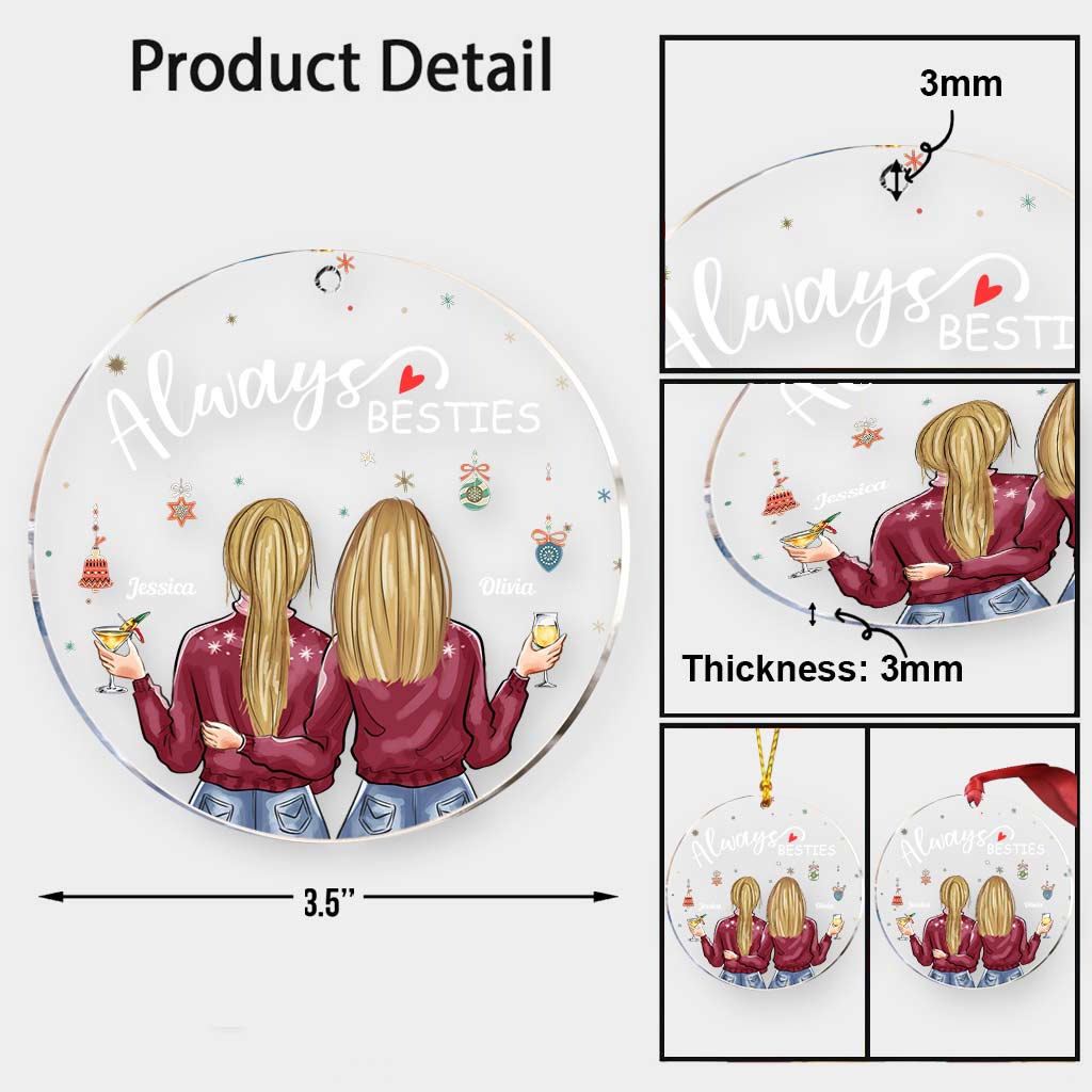 Always Besties - Personalized Bestie Transparent Ornament