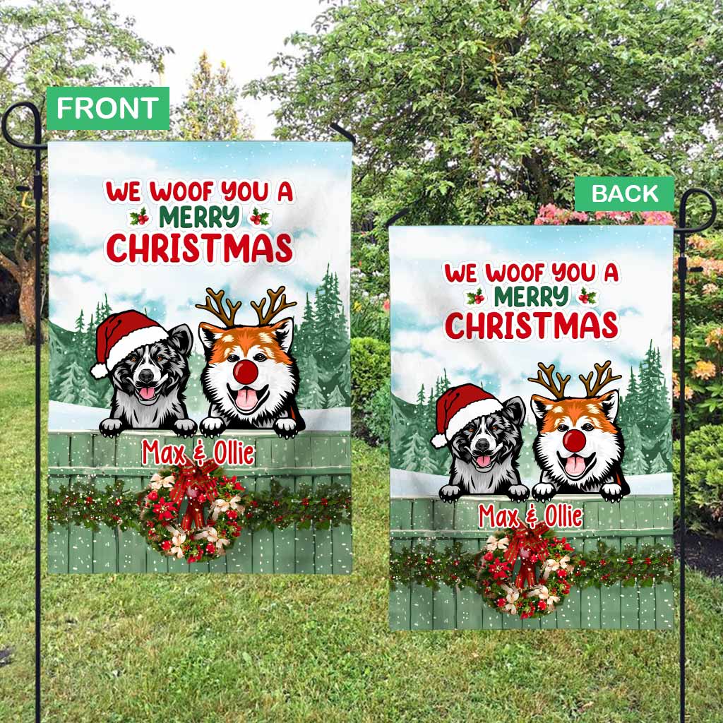 We Woof You A Merry Christmas - Personalized Christmas Dog Garden Flag