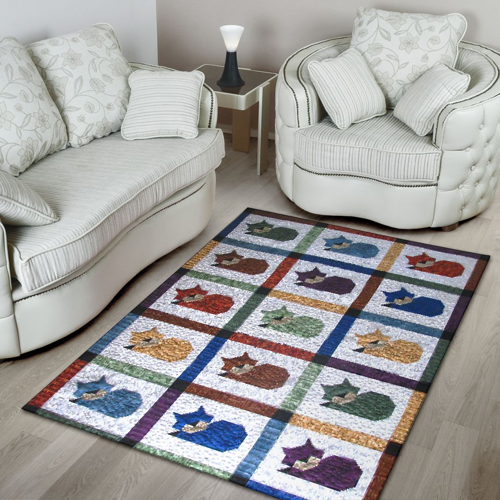 Love Cats Quilt Pattern Print Cat Rug 0622