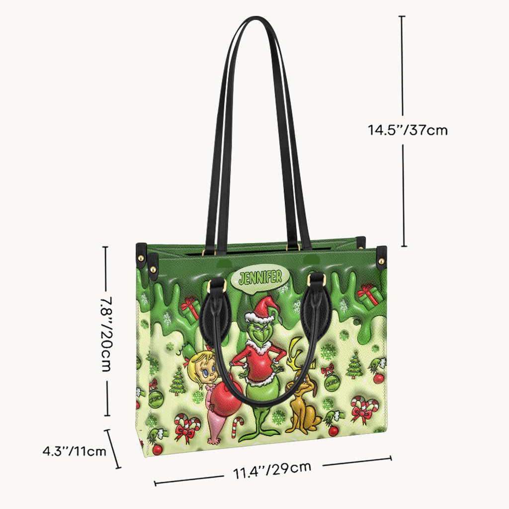 Merry Grinchmas - Personalized Stole Christmas Leather Handbag