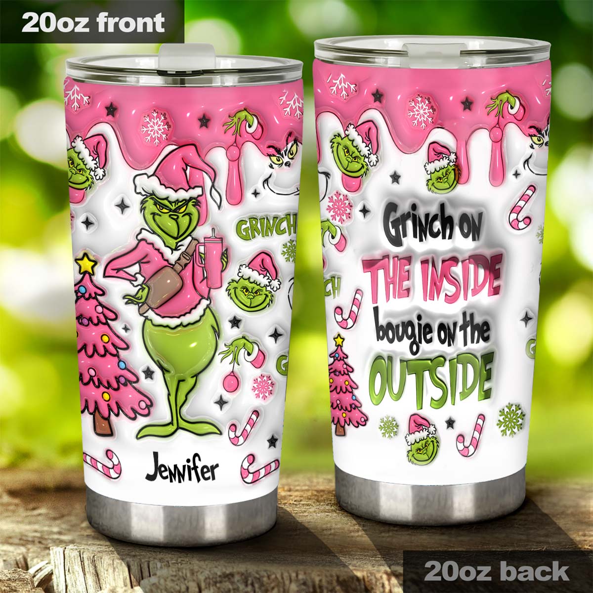 Grinch On The Inside - Personalized Stole Christmas Tumbler