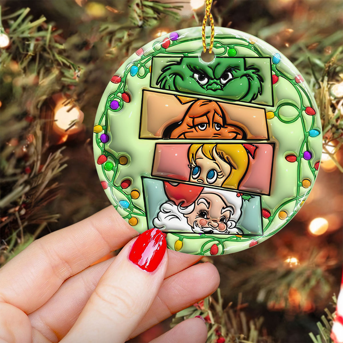 Merry Christmas - Personalized Stole Christmas Ceramic Circle Ornament