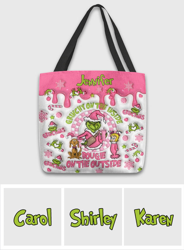 Grinchy On The Inside - Personalized Stole Christmas Tote Bag