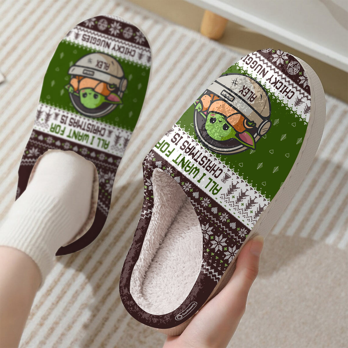 All I Want For Christmas Is Chicky Nuggies - Personalized The Force Slippers